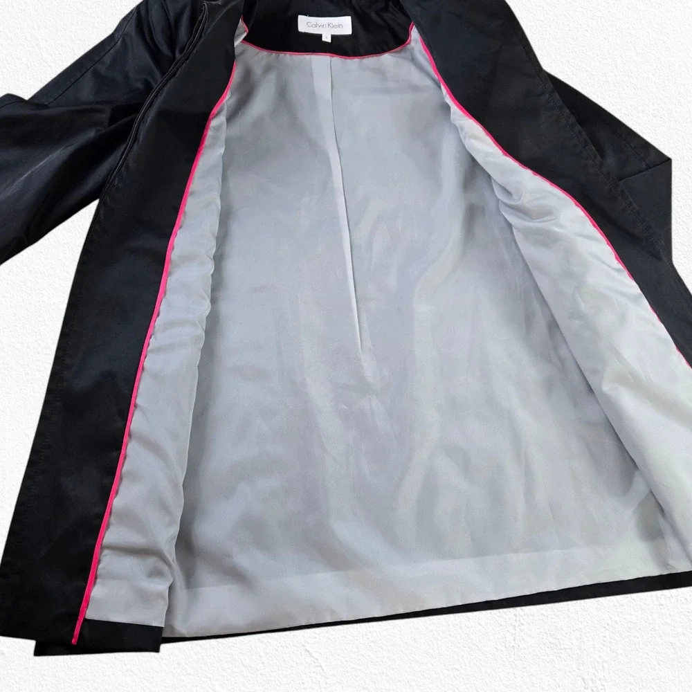 Calvin Klein Black Classic Lightweight Minimal Spring Rain Jacket Size Small